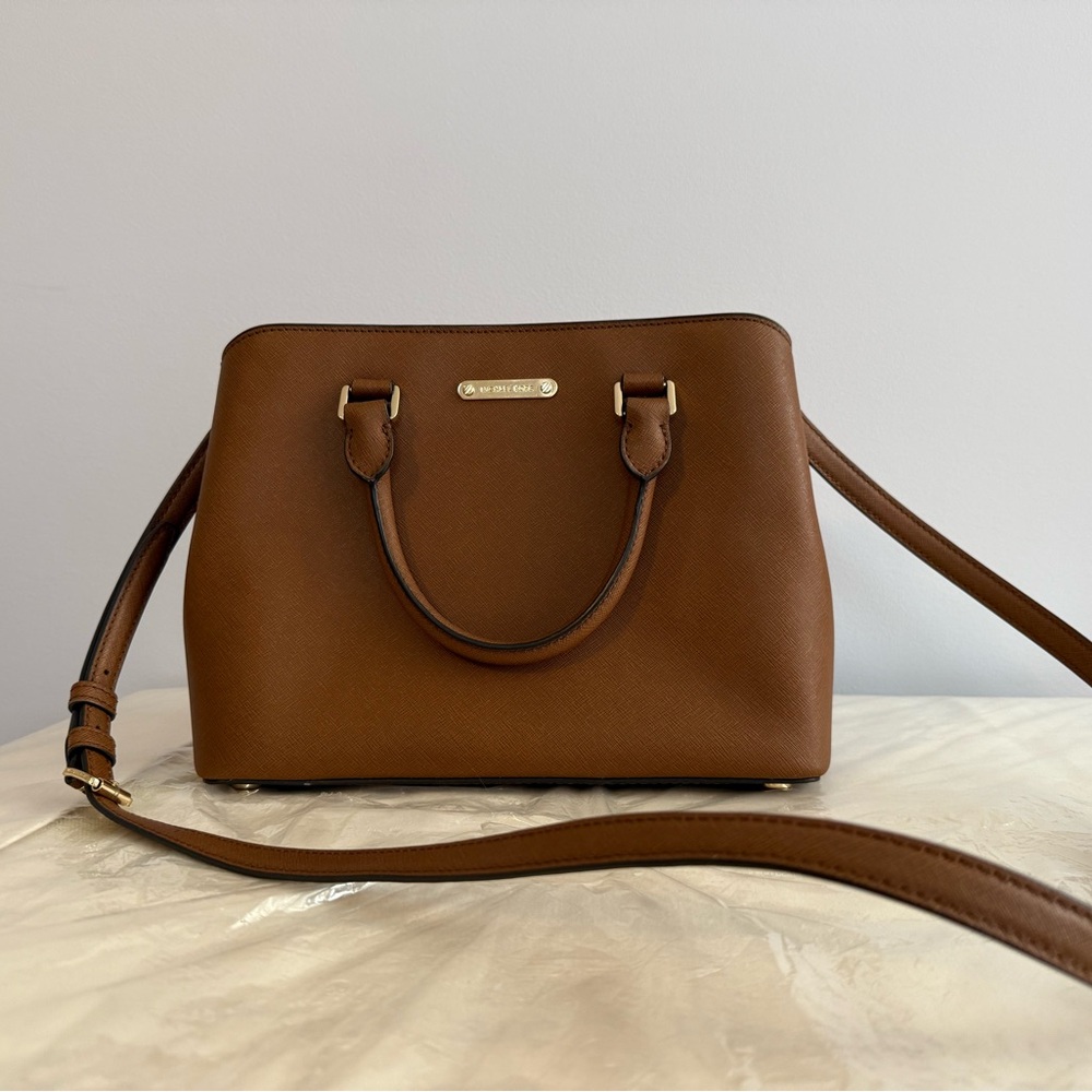 Michael Kors Jet Set Medium Logo Dome Satchel in Brown